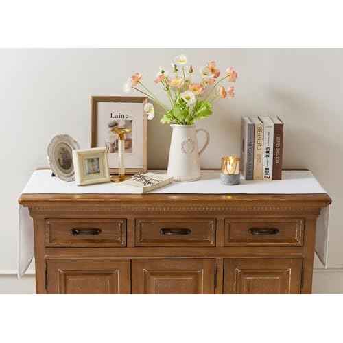 YATOJUZI White Table Runner Seasonal Summer Spring Table Runners 72 Inches Long Washable Farmhouse Rustic Table Runner Kitchen Dining Table Decoration for Christmas Home Party Decor 13x72 Inches