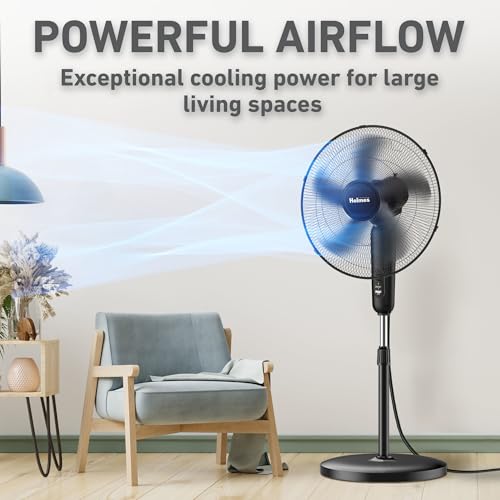 Large 18-Inch Oscillating Stand Fan - 3-Speed Adjustable Height & Tilt