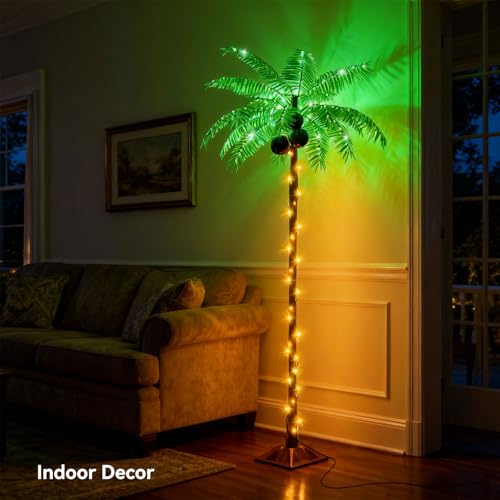 Lighted Palm Tree 5FT with Remote - Warm White / Solar & Plug Power