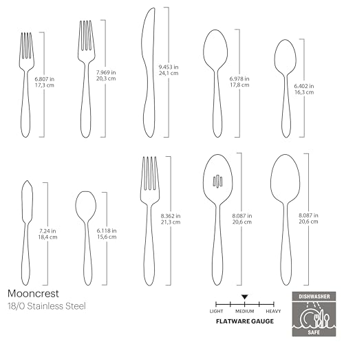 Oneida Mooncrest 65-Piece Flatware Set for 12 - Silverware with Celestial Design