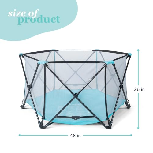 Regalo 48-Inch 6-Panel Portable Baby Play Yard, Aqua & Black, Foldable & Safe