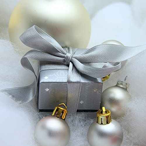 LIUYAXI Silver Stain Ribbon, 2" X Continuous 50 Yards, Double Faced Fabric Ribbon Use for Bows Bouquet,Christmas Gift Wrapping,Floral Arrangement