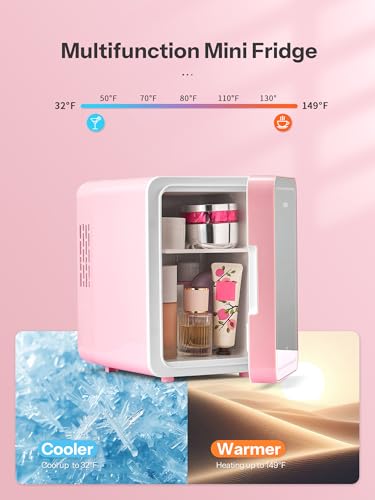 Mini Skincare Fridge with LED Mirror - 4L Compact Beauty Cooler