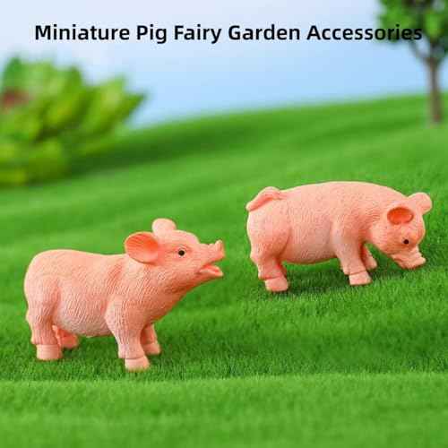 3 Pcs Realistic Pink Pig Figurines ? Mini Animal Cake Toppers, Micro Landscape Fairy Garden Decor, Desk Decorations, Collectible Piggy Figurines for Birthday and Christmas Gifts