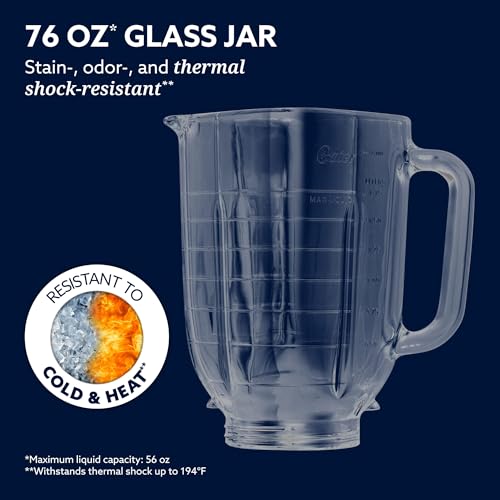 Oster Vortex Plus Glass Blender 1200W Reversible Steel Blades Black Plus