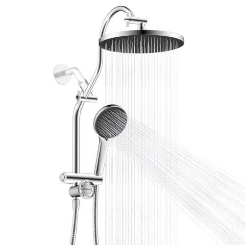 Rain Shower Head Combo with 3 Handheld Sprays - Chrome Finish, 10 Inch