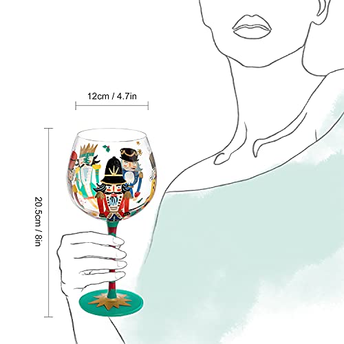 Nutcracker Balloon Wine Glass 20 oz - Hand Painted Christmas Gift