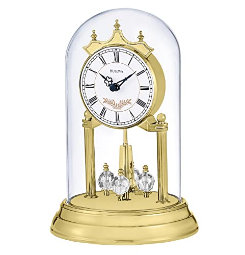 Bulova B8821 Heather Anniversary Clock | 9" Glass Dome Design