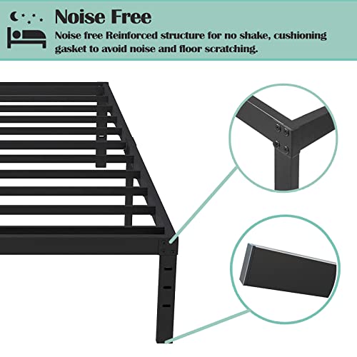 Queen Heavy Duty Metal Platform Bed Frame with Headboard, 14-Inch Support