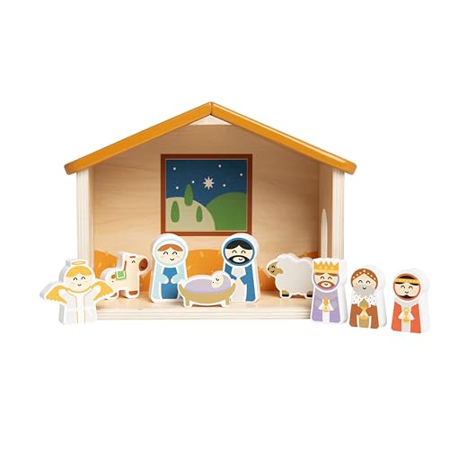 Kate & Milo 10-Piece Wooden Nativity Playset - Nativity Set for Toddlers