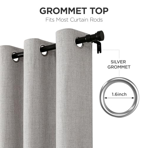 Joydeco Greyish White Blackout Curtains 96 Inches Long, 2 Panels Light Blocking Thermal Insulated Room Darkening Drapes with Grommets