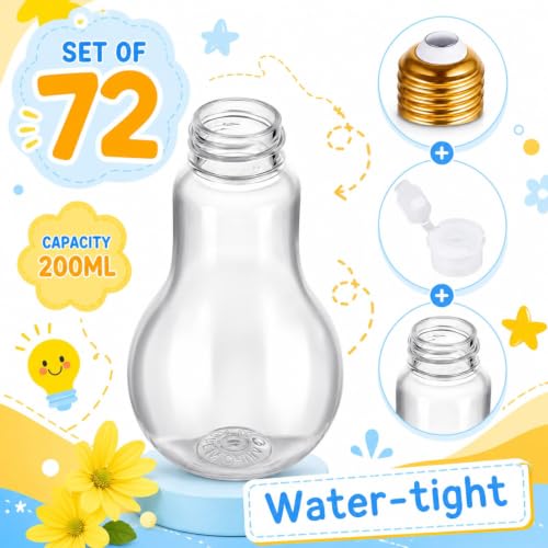 Tessco for you 72 Pcs 200 ml Plastic Light Bulb Jars Gold – Candy Jar Party Favors