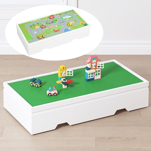 Kids Construction Play Table with Lego Compatibility & Storage Bins