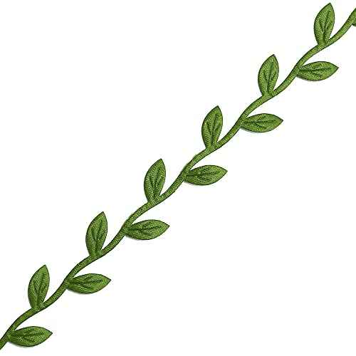 20-Yards Artificial Vine Leaf Ribbon Trim, Greenery Garland Vines for Hanging Plants Leaves Decorative Wreath Wall DIY Craft Party Wedding Home Decoration, EJ-2029 (Olive Green)