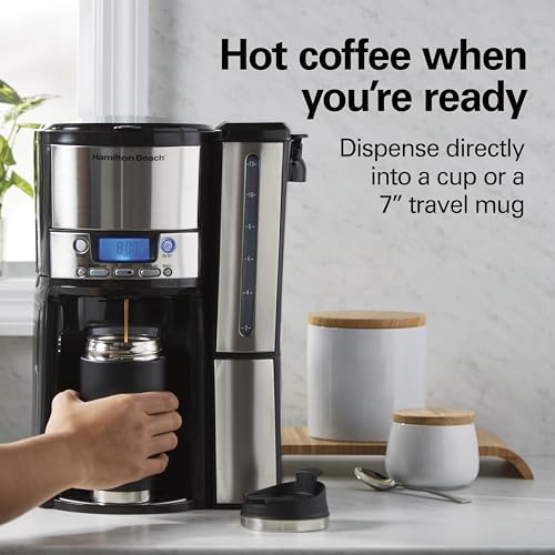 Hamilton Beach Programmable 12-Cup Coffee Maker with Dispensing & Removable Reservoir - Black & Silver
