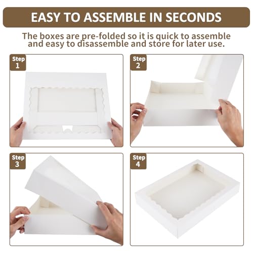 Moretoes 40pcs Large Bakery Boxes with Window - 16x11x2.5 Inches Cookie Gift Packaging (Variation of THIS listing)