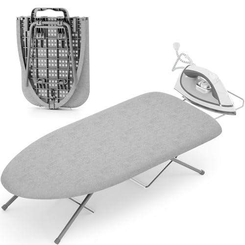 KINGBOARD Grey Small Tabletop Ironing Board with Iron Rest 30x12 Inches