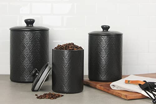 10 Strawberry Street Embossed Marquis Ceramic Kitchen Canister Set,