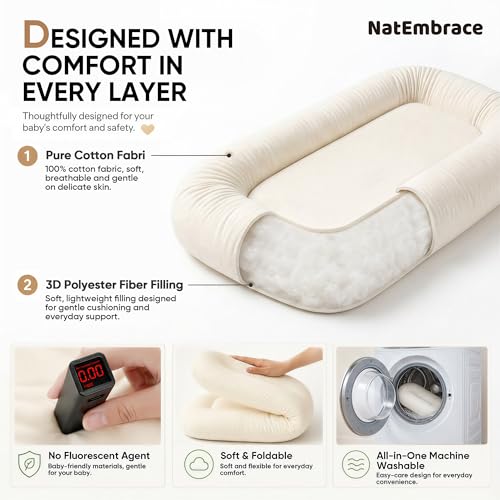 NatEmbrace Birch Baby Lounger Infant Support Cushion for 0-24 Months