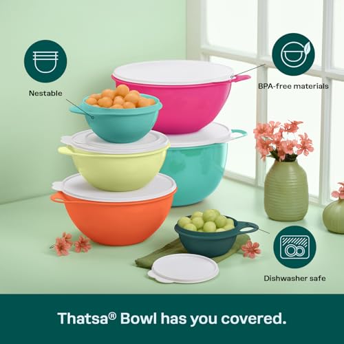 Tupperware Thatsa Bowl Collection - 6 Food Storage Bowls with Lids, BPA-Free & Dishwasher Safe