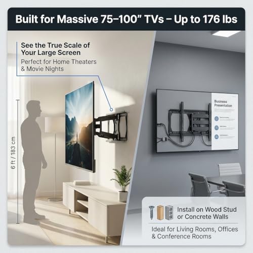 Heavy Duty Full Motion TV Wall Mount for 60-100 Inch Flat & Curved TVs