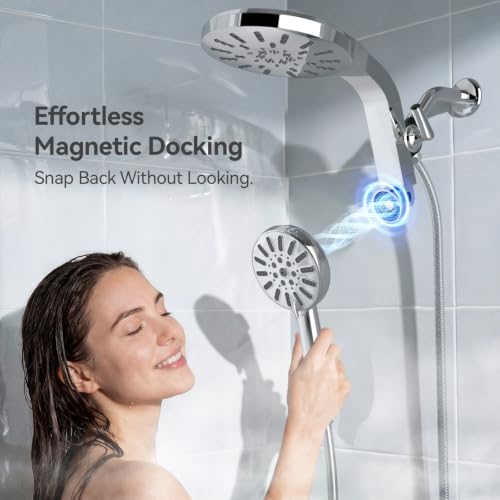 High Pressure Magnetic Shower Head with Handheld Combo - Chrome