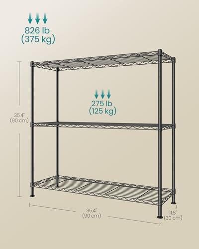 Ink Black 3-Tier Bathroom Shelf Storage Rack for Small Spaces - 35.4W