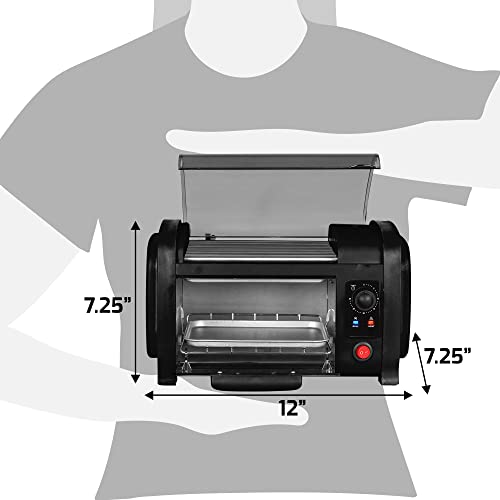 Hot Dog Toaster Oven with Steel Rollers - 4-Bun Capacity, Black