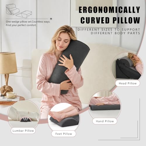 Yojoker 6-Piece Memory Foam Wedge Pillow Set for Post-Surgery & Comfort