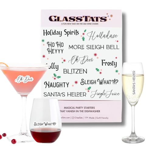 Christmas Holiday Dissolvable Wine Glass Charms - Party Favors & Drink Markers