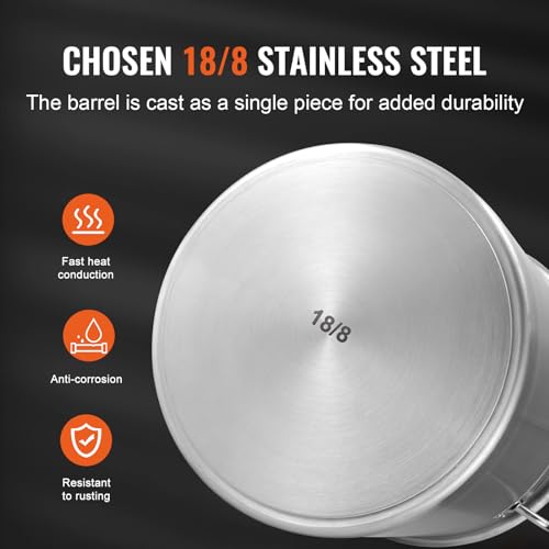 44.4 Quart Heavy Duty Stainless Steel Stockpot with Composite Base - Large Commercial Cookware