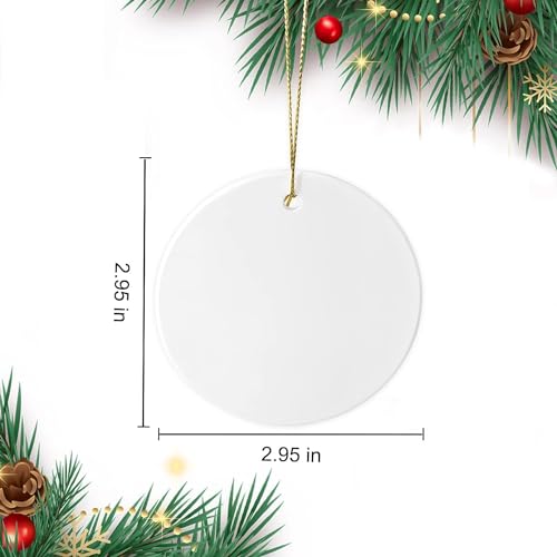 AMONE 12pcs White Sublimation Ceramic Ornaments - Personalized Xmas Keepsake for Heat Press Printing