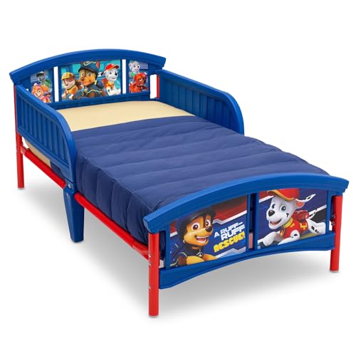 Toddler Bed with Guardrails - Paw Patrol Style for 15 Months+ - Low Height, Fits Standard Mattress - Blue/Red Variation of THIS listing