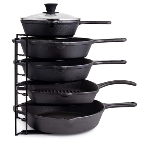 Cuisinel 5-Tier Pan Organizer for Cast Iron Skillets & Griddles - 12.2 Inch Black