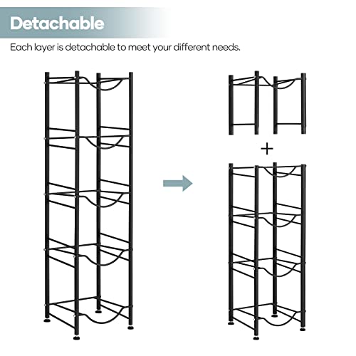 Black 5-Tier Water Jug Holder Rack for 5-Gallon Bottles - Space Saving, Heavy Duty Steel