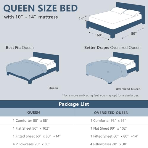 CozyLux Queen Comforter Set Black - 7 Pieces Bed in a Bag, All-Season Warmth
