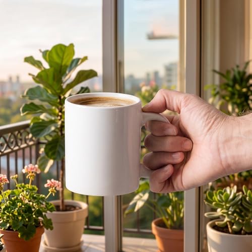16-Pack Sublimation Coffee Mugs 11oz with Bamboo Lids & Spoons - White Ceramic