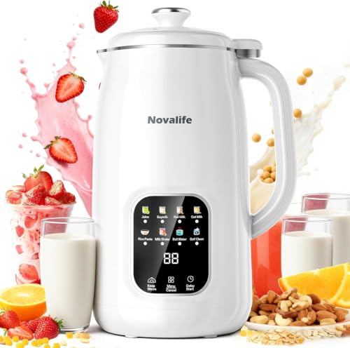 Novalife 8-in-1 White Nut Milk Maker Machine 40oz for Soy, Oat, Almond & Plant-Based Beverages