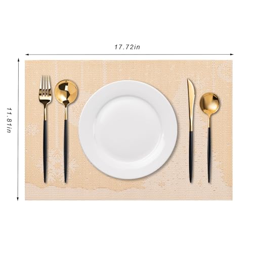 CADONO Christmas Tree Gold Placemat Set of 4 Heat-Resistant Non-Slip Table Mats