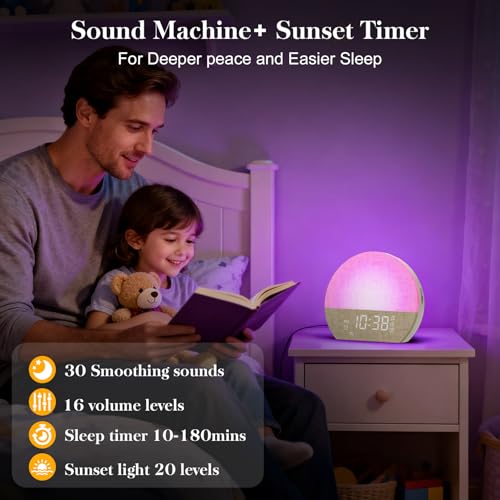 KEPLUG Sunrise Alarm Clock Sound Machine Gray Dual Alarm, Sunset Light & Sleep Sounds