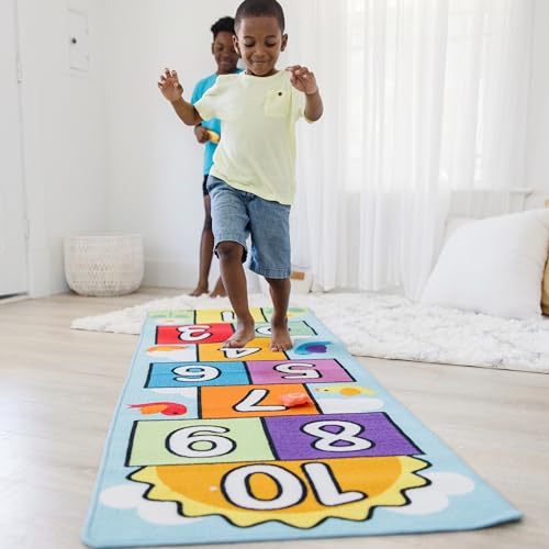 Hopscotch Rug for Kids - Melissa & Doug 3-Piece Indoor Outdoor Game Mat - Variation of Rug