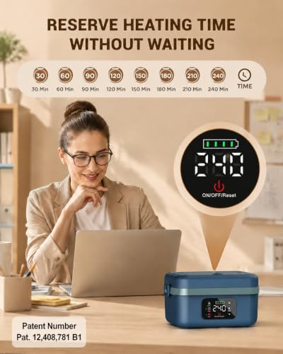 VASG Bluegreen Cordless Heated Lunch Box with 4.3-Cup Steel Container & Accessories
