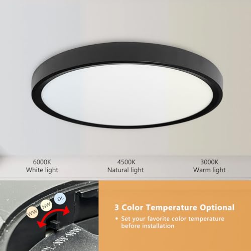 OFFIY 4-Pack 15.8 Inch Black LED Flush Mount Ceiling Lights 32W 3480LM Adjustable CCT