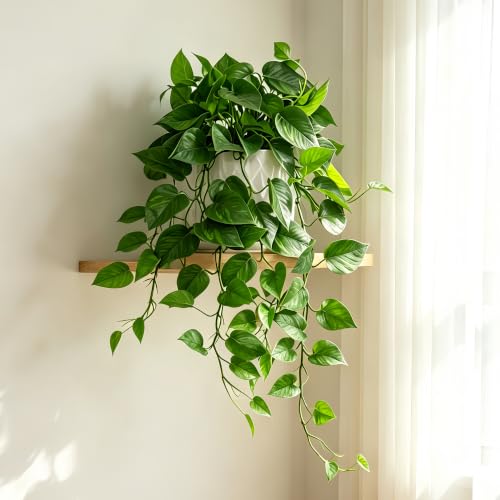 Muhanjia White Ceramic Pothos Artificial Plant with Drooping Vines, Indoor Fake Houseplant for Home & Office Decor