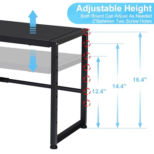 Adjustable Metal Storage Shelves - 44.4 Inch Heavy Duty Utility Rack with 150LBS Capacity - 1 Tier Black Shelving Unit for Kitchen Garage Pantry