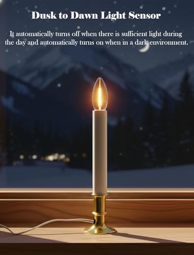 Led Window Candles with Sensor Dusk to Dawn Electric Corded,Electric