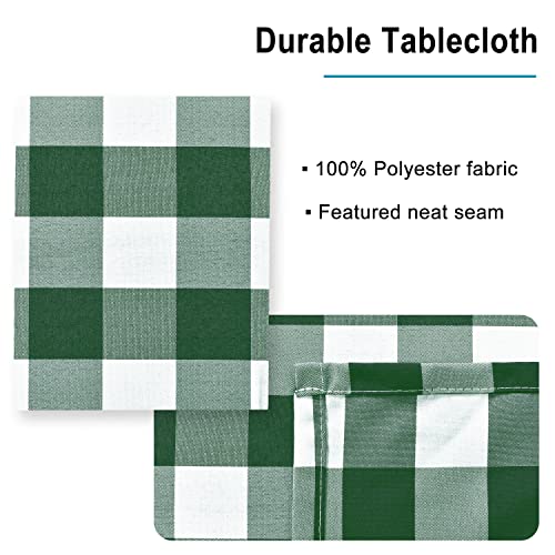Hiasan 60 x 120 Inch Checkered Tablecloth Forest Green White Waterproof Polyester