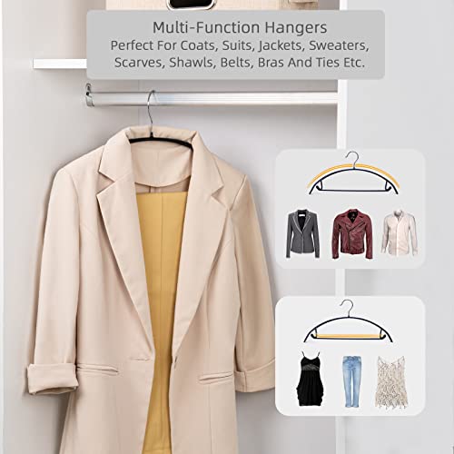 Black PVC Coating Sweater & Clothes Hangers - 20 Pack, Shoulder Bump Free