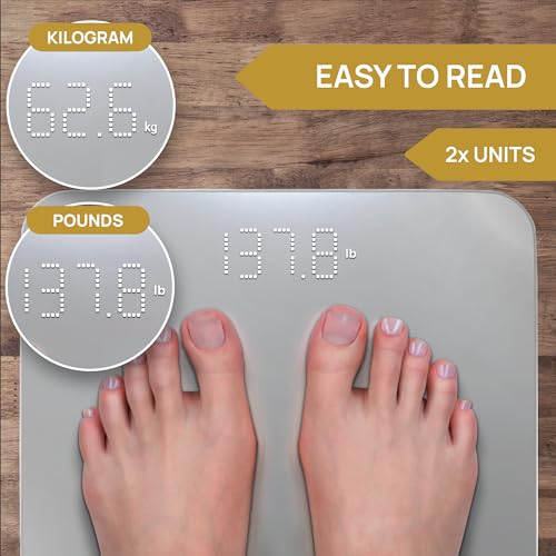 INEVIFIT Silver Digital Bathroom Scale - Accurate 400 lbs Weight Monitor