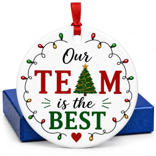 Team Christmas Ornament Coworker Gift With Gift Box (4) – White Ceramic Ornament